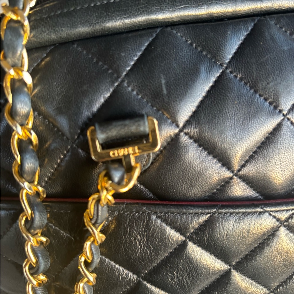 EUC! Chanel 24k Gold Diamond Lambskin Leather Chain Bag Huge Bag - Picture 5 of 16
